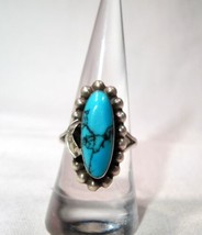 Vintage Sterling Silver Turquoise Mexico Ring Size 8 K172 - £39.47 GBP