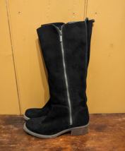 Lucky Brand Desdie Black Suede Leather Tall Riding Boots Womens Size 8 EUC - $27.87