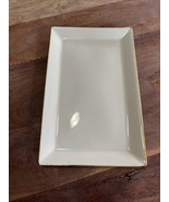 POTTERY BARN “ASIAN SQUARE” Ivory With Beige/Putty Trim, Long Serving Pl... - $18.08 CAD
