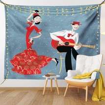 Modern Tapestry, Spanish Artist Couple Flamenco Dancing Girl And The Guitarist M - £22.37 GBP