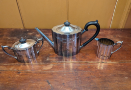 3 PC Set - LUNT Silver Plate Coffee or Tea Pot, Creamer, Sugar Bowl w/ L... - £69.34 GBP