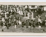 Bathing in the Ganges Real Photo Postcard Benares India 1930&#39;s - £21.79 GBP