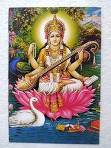 Mata Saraswati Sarasvatī Hindu Goddes Religious Original Post Card Postcard - $7.99