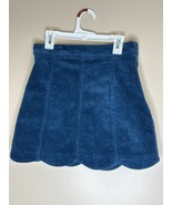 Altar&#39;d State Women Small Teal Corduroy Scalloped Hem Lined Skirt Side Z... - €12,83 EUR