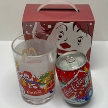 Vintage 2001 Coca Cola McDonald&#39;s Boxed Promo Set Glass Soda Can Christmas 180-A - £58.84 GBP