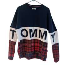 TOMMY HILFIGER Denim Sweatshirt Long Sleeve Pullover Big Logo Men&#39;s Medium - £30.26 GBP