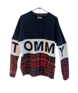 TOMMY HILFIGER Denim Sweatshirt Long Sleeve Pullover Big Logo Men&#39;s Medium - £29.77 GBP