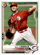 2021 Bowman Nick Lodolo Prospect Neon Green Border Parallel #335/399 Reds - £1.17 GBP