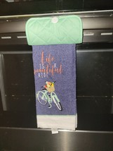 Hanging Kitchen Dish Towel w/ Pot Holder Top - Life Is A Beautiful Ride - $6.90