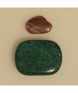 Vintage 1.5&quot; Blue Polished CHRYSOCOLLA &amp; MALACHITE + Small Red Jasper Ge... - $474.27 MXN