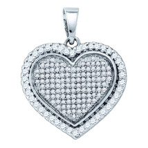 Sterling Silver Womens Round Diamond Heart Love Fashion Pendant 3/4 Cttw - £449.59 GBP