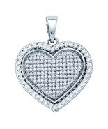 Sterling Silver Womens Round Diamond Heart Love Fashion Pendant 3/4 Cttw - £448.22 GBP