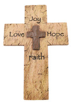 Rustic Inspirational Tuscany Vintage Love Joy Hope Faith Layered Wall Cross - $22.99