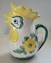 Rare YELLOW/GREEN Gallett Rooster Ceramic Pitcher Made In Italy - £39.44 GBP