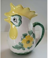 RARE YELLOW/GREEN GALLETT ROOSTER CERAMIC PITCHER MADE IN ITALY - $50.14