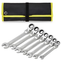 7 Piece Flex Head Ratcheting Wrench Set, Metric Steel Combination Wrenches - £47.71 GBP