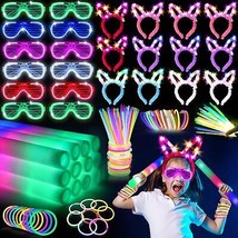 136PCS Glow in the Dark Party Supplies Glow Sticks Glasses Favors 12PCS ... - £86.36 GBP