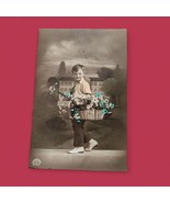 Young Boy Tie Flower Basket Home Landscape Hand Painted Studio Postcard ... - $93.40 MXN
