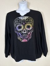 Torrid Sleep Womens Plus Size 2 (2X) Black Ripped Skull Sweatshirt Long Sleeve - £16.63 GBP