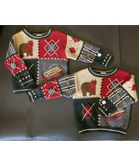 Twin Pair of Christmas sweaters sz 4T Patchwork Bear Sled Argyle - £37.36 GBP