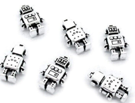 Antique Silver Plated Jewelry Making Charms Robot Lover  20 Pieces - £3.61 GBP