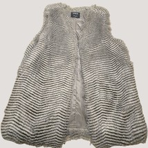 Faux Fur Striped Vest By Lunik Size L Black &amp; Gray - £9.47 GBP