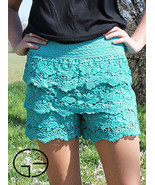 Blue Turquoise Crochet Lace Shorts 6/8 Medium Southern Grace Summer Clot... - £15.63 GBP