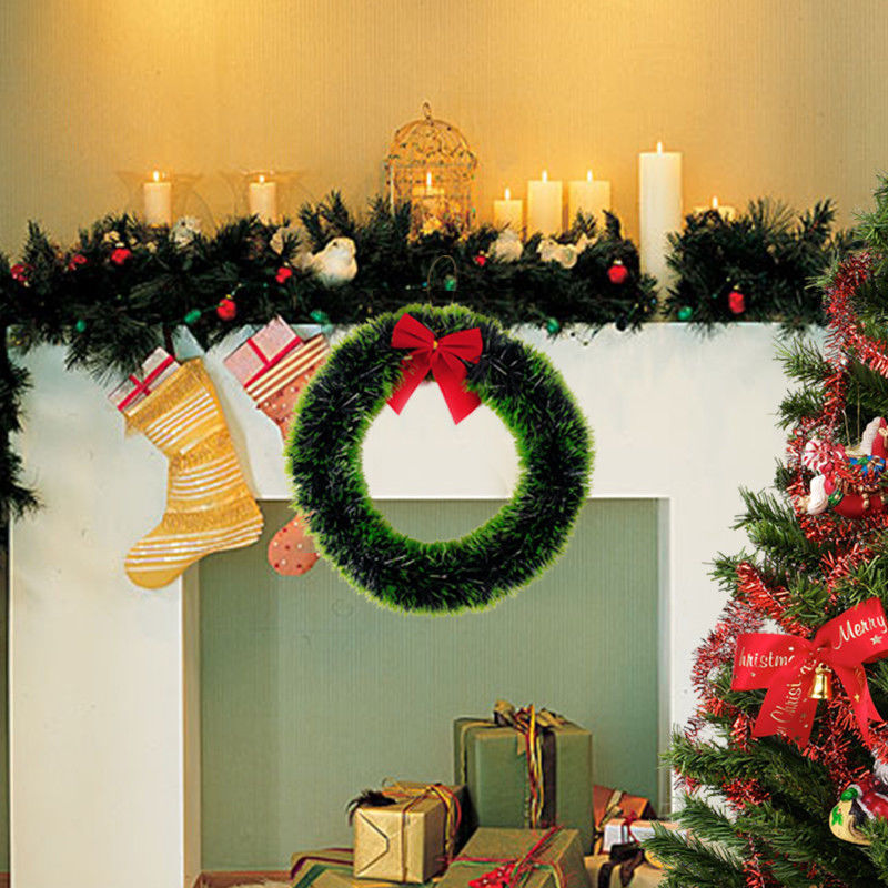30Cm Green Christmas Decoration Pine Garland Wreath Door Window Wreath  - $6.00