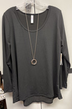 NWT LuLaRoe 2XL Solid Black Knit Lynnae Long Sleeved Shirt - £29.88 GBP