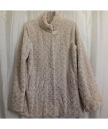 Dennis Brasso Fur Coat Faux Chai Latte Rosette Gold Satin Pockets Clip C... - $162.92 CAD