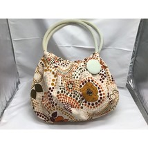 Orange Floral Polka Dot Shoulder Bag Corduroy Bohemian Mod Granny Nostalgia - $20.57