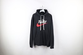 Nike Mens Small Distressed Spell Out Script Big Swoosh Logo Hoodie Sweat... - $39.55