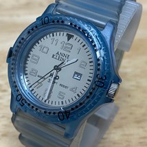 VTG Milan Men Lady 100m Clear Blue Plastic Mirror Analog Quartz Watch~New Batter - £10.62 GBP