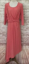B Collection By Bobeau Womens M Asymmetrical Hem Striped Midi Dress Jersey Knit - £34.45 GBP