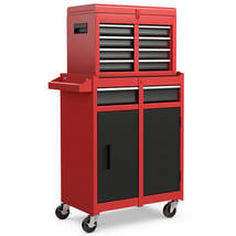 2-in-1 Tool Chest and Cabinet with 5 Sliding Drawers-Black & Red - Color: Black  - $4,075.04 MXN