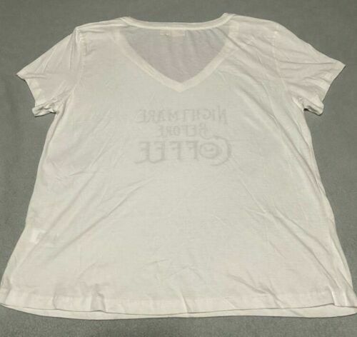 "Nightmare Before Coffee" Women's White Oversized Graphic Tee Size M by Nation  Item image 3
