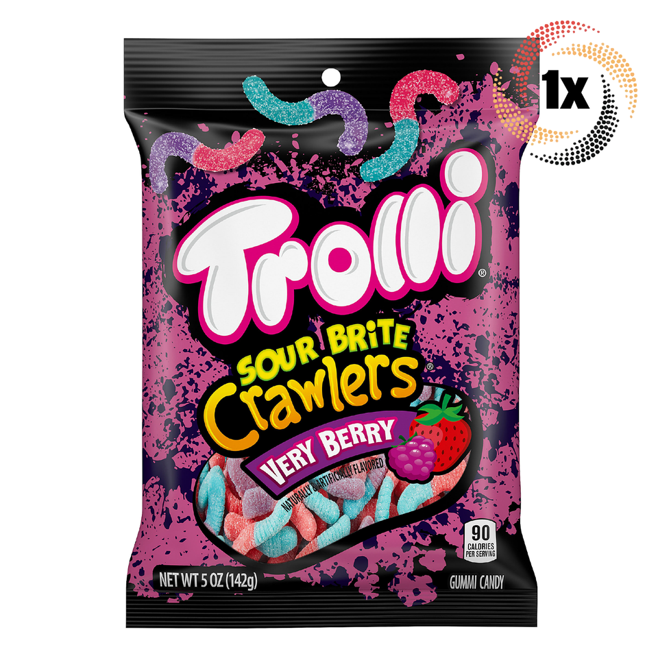 1x Bag Trolli Sour Brite Crawlers Very Berry Chewy Gummy Worms Candy | 5oz - $10.04