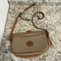 Vintage Dooney &amp; Bourke Beige &amp; Brown Leather Equestrian Riding Crossbod... - $44.27