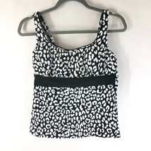Lands End Tankini Top Underwire Removable Pads Leopard Black White 8P - £15.37 GBP
