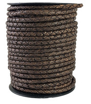 Braided leather crafting cord Chestnut Brown 5 mm Round - £6.88 GBP+