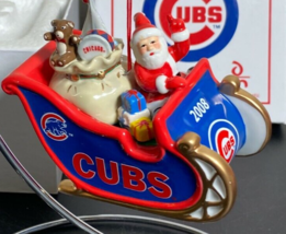 Chicago Cubs Baseball Santa in Sleigh Christmas Ornament Danbury Mint 2008 - £7.74 GBP