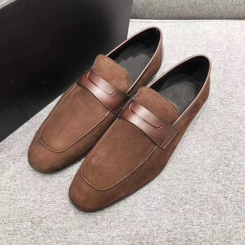 Ion suede leather shoes handmade penny loafers men luxury slip on flats casual business thumb200