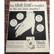 Hinds Honey Almond Hand Lotion Vintage Print Ad 40s Beauty Bottle  - £15.89 GBP