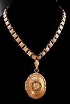 Antique Victorian Locket - Bookchain necklace - 1880s Secret keeper - enamel  - £307.75 GBP