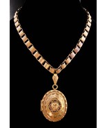 Antique Victorian Locket - Bookchain necklace - 1880s Secret keeper - en... - £307.75 GBP