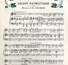 Patriotic Song Sheet Music 2 Pages Le Noel 1911 Antique Print French DWT14B - £19.86 GBP
