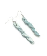 Turquoise Blue Dangle Earrings Irregular Shape, Handmade Ceramic Women J... - £44.47 GBP