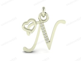 N Alphabet Diamond Stone 925 Sterling Silver Handmade Unique Pendant Jew... - $35.00