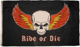 Ride Or Die Skull &amp; Wings Biker Flag - 3x5 Ft - £15.79 GBP