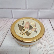 Vintage Chokin Japan 3.5” Round Porcelain Art Trinket Box Flowers 24K Gold Trim - €10,04 EUR